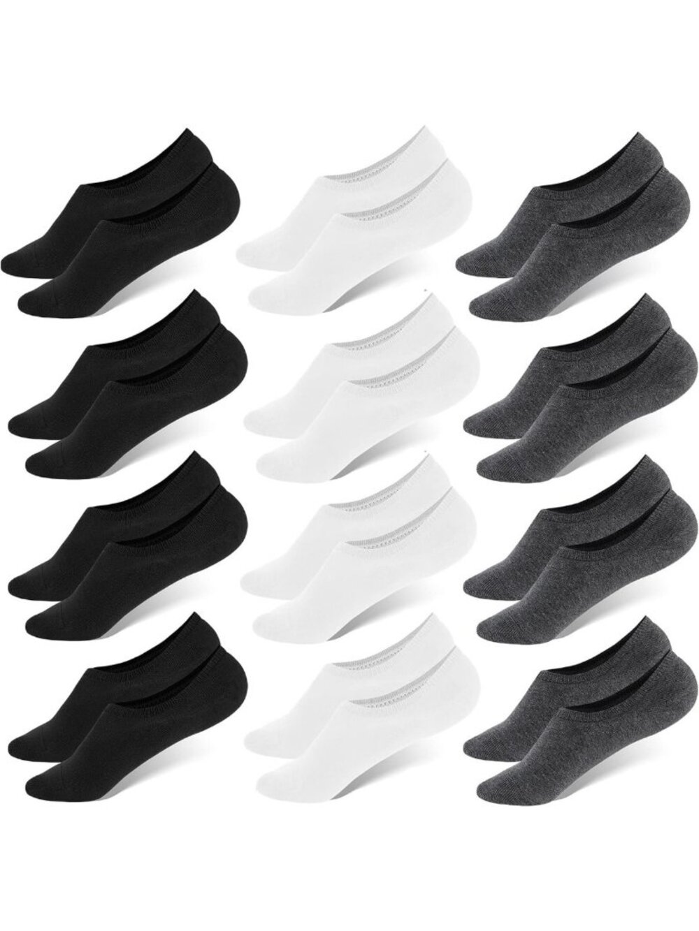 Men's No Show Socks - Low Cut, Non-Slip Silicone Grip, Cotton Casual Liners